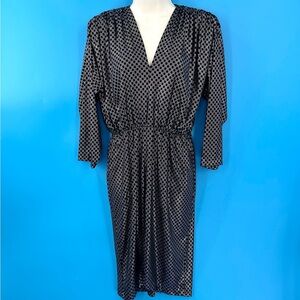VINTAGE TAURUS NITES PETITES BLACK & METALLIC SILVER PRINT DISCO PARTY DRESS - 4